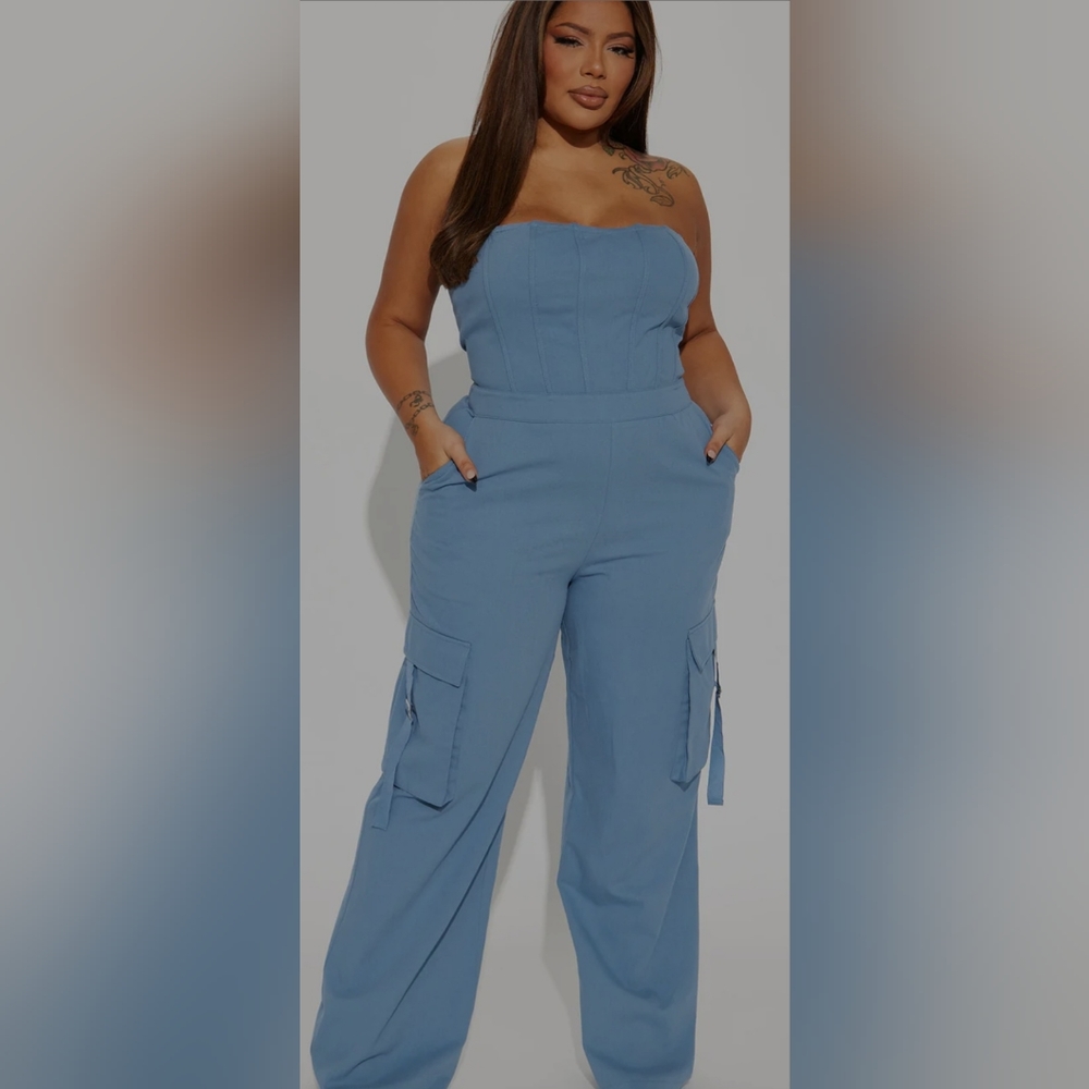 Plus size cargo jumpsuit